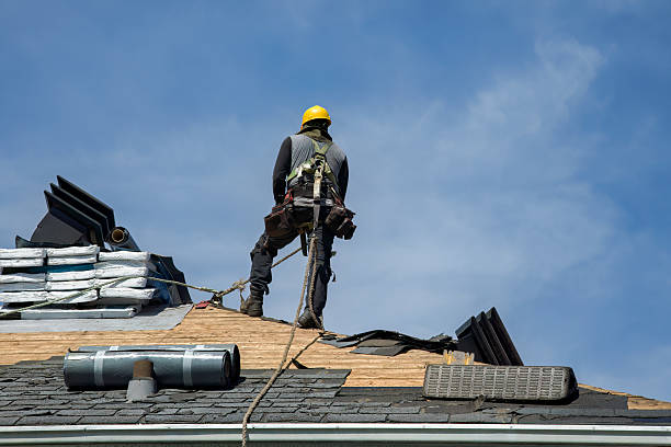 Professional Gutter Installation technician working in East Poland, ME
